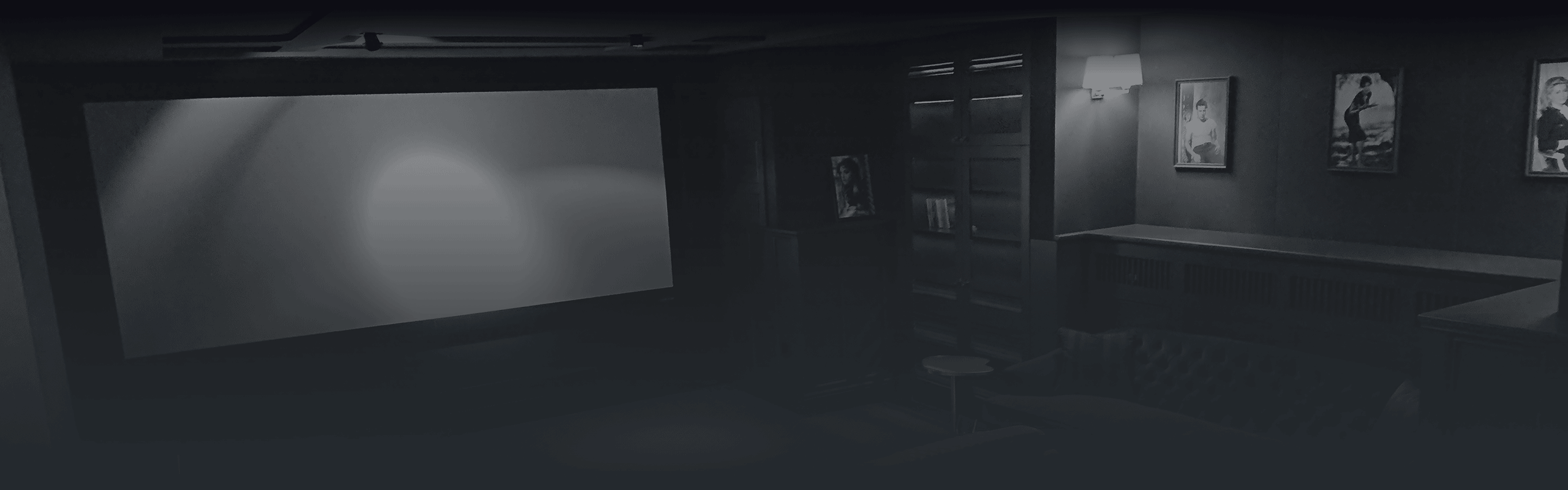 Home cinema in a dedicated area of a residential building in Deauville village, Moscow